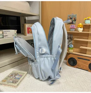 Zaino casual per studenti azzurro di grande capacità per la scuola e i viaggi