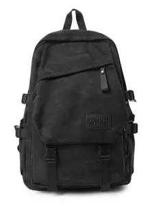 Black camouflage backpack for daily travel, casual multi-pocket student school bag.