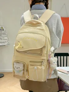 Zaino Casual in Nylon per Donna Grande Capacità Zainetto Scolastico Scomparti Multipli Zaino da Viaggio per Studentessa