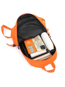 Large capacity orange outdoor backpack, lightweight water-repellent travel daypack for hiking.