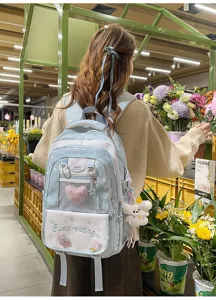 Japanese style sweet cute star pattern ita bag school backpack for teen girls daily use