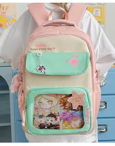 Mochila ita pastel de estilo japonés con ventana transparente, gran bolso escolar para estudiantes.
