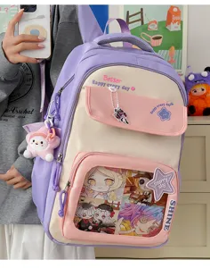 Mochila Ita de estilo japonés para niñas, gran capacidad y bolsa escolar elegante.