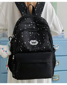 Sweet star pattern casual backpack for school girls, light and stylish daily daypack.