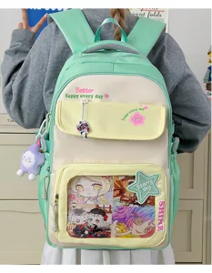 Mochila de estudiante japonesa linda gran capacidad itabag bolsa escolar verde menta