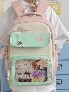 Mochila de Estudiante Estilo Ins Japonés Gran Capacidad Bolsa Ita Casual Escuela Libro Con Ventana Clara para Chicas Adolescentes