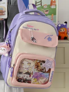 Lindo bolso mochila Ita estilo japonés gran capacidad cartera con ventana transparente