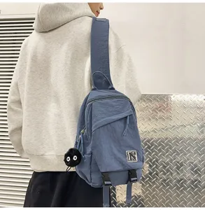 Casual canvas crossbody chest bag for men and women stylish neutral daily shoulder backpack