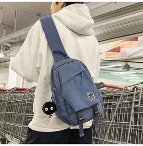 Casual nylon crossbody chest bag for men and women, stylish daily sports shoulder bag detail.