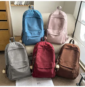 Zaino casual in velluto vintage grande capacita borsa scolastica per donne e ragazze moda