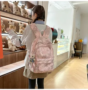 Zaino scolastico stampato rosa carino per ragazze adolescenti ragazzi borsa leggera casual