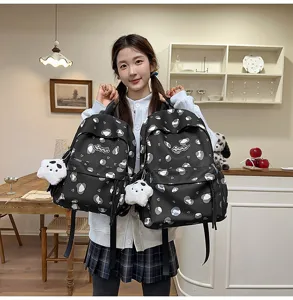 Korean style cute polka dot lightweight backpack detail, ideal for sweet girl daily travel.
