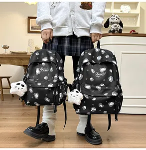 Korean style polka dot lightweight backpack, cute sweet girl travel book bag for daily use.
