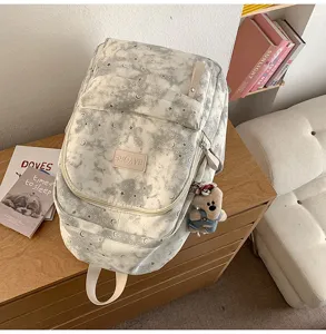 Zaino per la scuola in tela con stampa stella luna stile giapponese carino viaggio