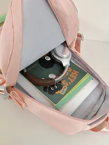 Lindo mochila escolar rosa estilo japonés gran capacidad bolso de estudiante diario
