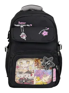 Mochila negra estilo japones para estudiantes de gran capacidad bonita bolsa ita kawaii