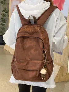 Zaino in pelle scamosciata marrone donna grande capacita casual borsa scuola studente moda