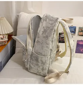 Zaino stampato con stelle e luna leggero borsa scolaresca casual stile campus per studenti