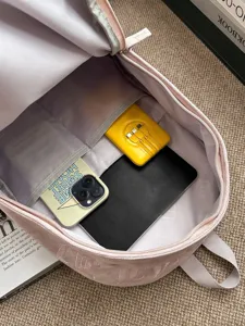 Zaino in velluto rosa borsa scolastica casual grande capacità elegante zaino giornaliero
