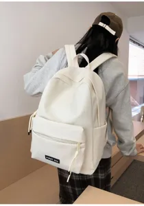 Sac a dos de loisir de couleur unie style coreen minimalist pour etudiants et voyage.