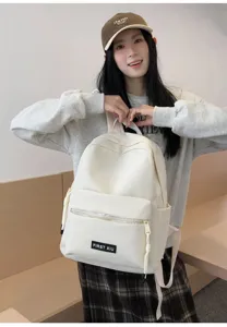 Sac a dos uni de style coreen pour les etudiants voyage leger cartable couleur blanc