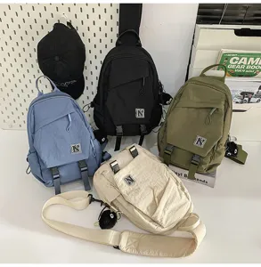 Casual nylon sling chest backpack for men and women, stylish daily crossbody daypack.