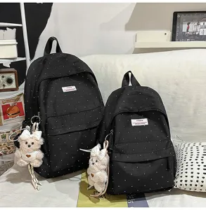 Japanese polka dot school backpack sweet style mini cute casual daily travel black bookbag