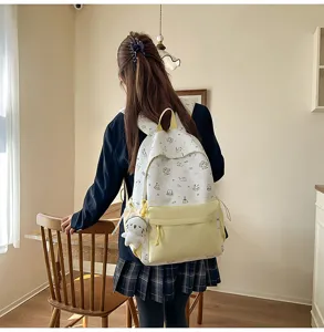 Korean style cute cartoon cat backpack large capacity doodle student school bag sweet versatile
