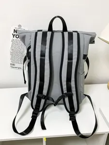Grey rolltop backpack large capacity waterproof outdoor travel casual school bag for daily use