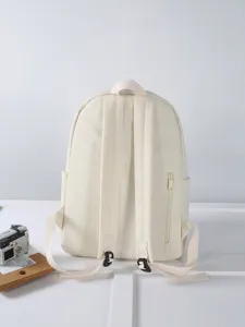Sac à dos décontracté minimaliste de couleur unie pour femmes et étudiants voyage léger