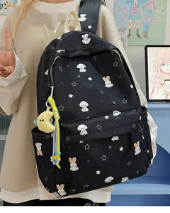 Japanese style cute large capacity school backpack with cute dog and star print for women students
