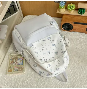 Korean style cute cartoon cat print backpack large capacity sweet school bag for girls