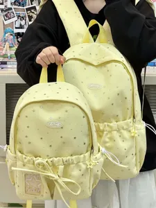 Japanese Ins Style Cute Star Printed Nylon Backpack Casual School Bag For Women Girls Students Travel Daypack