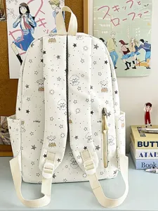 Japanese ins style cute puppy printed canvas backpack for school students large capacity casual bag