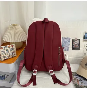 Japanese style sweet pink and maroon backpack lightweight school bag for students casual daily