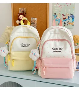 Lindo mochila escolar de color contraste para niñas dulce bolso de viaje con estrellas