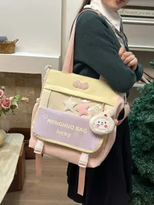 Sac à dos étudiant style dopamine coréen design contrasté coloré pour filles vue principale