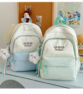 Mochila bonita con estampado de estrellas pastel para niñas niños, escuela y viaje.