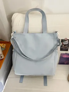 Sac cabas bandoulière étudiant style coréen dopamine en toile multifonctionnel sac à dos bleu