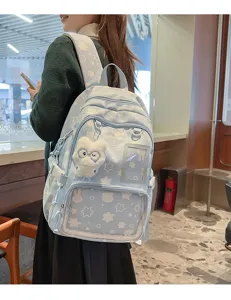 Japanese style cute star pattern multi-compartment large capacity school backpack for girls