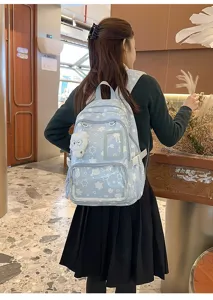 Japanese style cute star pattern student school backpack with large capacity and clear pockets