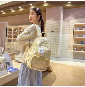 Japanese style student backpack multi-layer cute star design large capacity bag