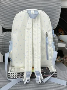 Mochila linda con patrón de estrellas azules bolso casual de viaje escuela para niñas