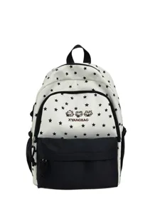 Lindo bolso de mochila para niños con estampado de estrellas color contrastante casual para niñas