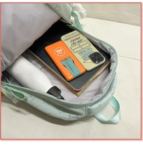 Large capacity student school backpack interior detail view, casual daypack with pockets.
