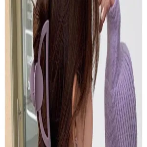 Purple geometric hair claw clip, matte finish large shark clip for elegant daily hairstyles.