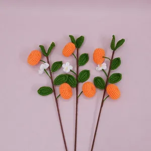 Handmade crochet orange branches, artificial fruit flower bouquets for home decor, spring festival.