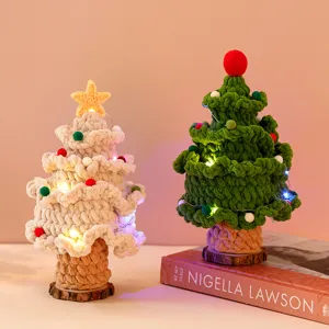 Handcrafted crochet Christmas tree with LED lights, perfect holiday home decor and festive gift.