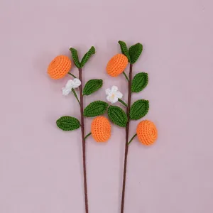 Handmade crochet kumquat flower branches, cute orange plant decor for home and festive display.