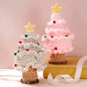 Handmade crochet Christmas tree knit plush toy desktop decoration holiday gift home decor details